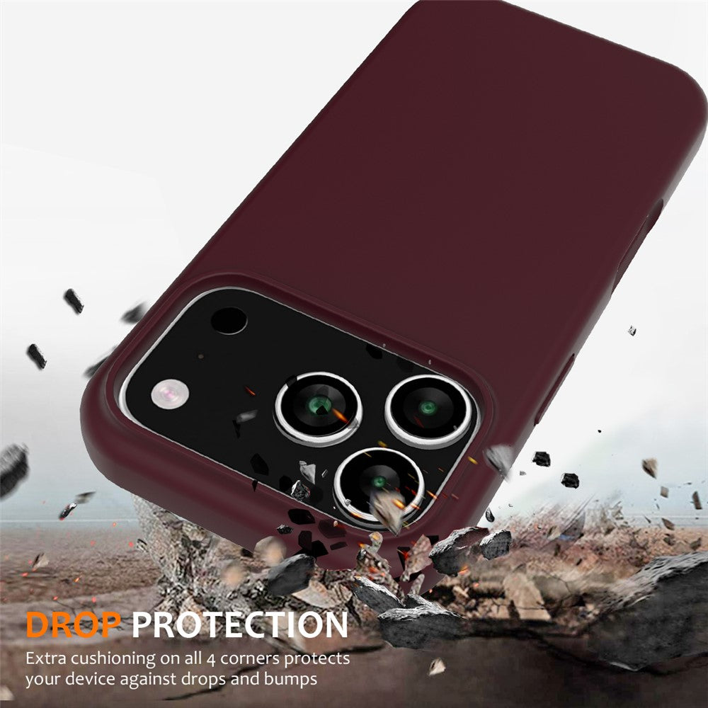 For iPhone 17 Pro Max Case Compatible with MagSafe Anti-Drop Liquid Silicone Phone Cover - Wine Red