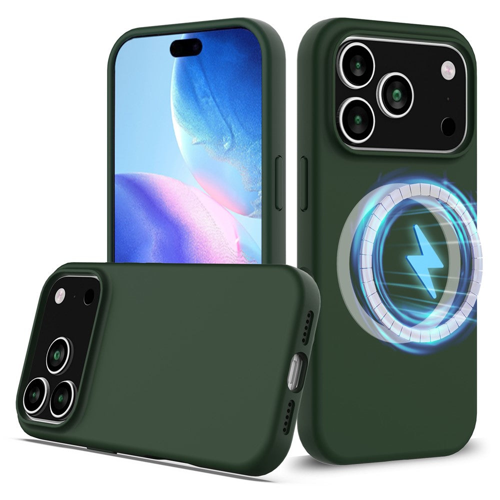 For iPhone 17 Pro Max Case Compatible with MagSafe Anti-Drop Liquid Silicone Phone Cover - Dark Green
