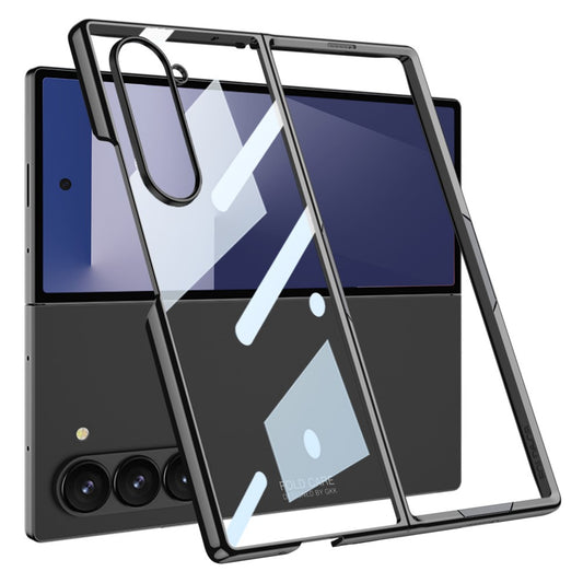 GKK For Samsung Galaxy Z Fold7 5G Case Electroplating Hard PC Tempered Glass Phone Cover with Screen Film - Black