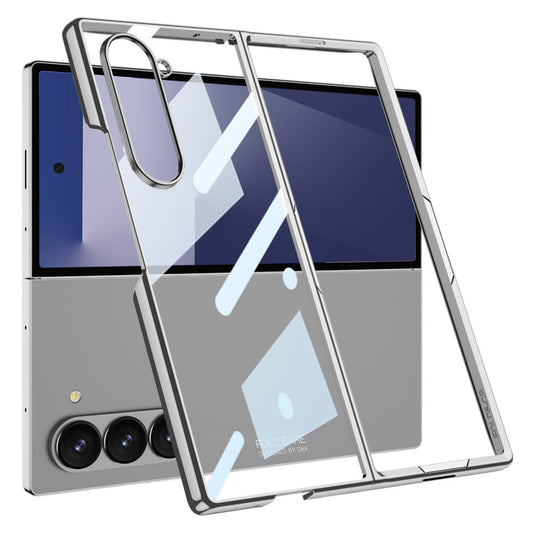 GKK For Samsung Galaxy Z Fold7 5G Case Electroplating Hard PC Tempered Glass Phone Cover with Screen Film - Silver