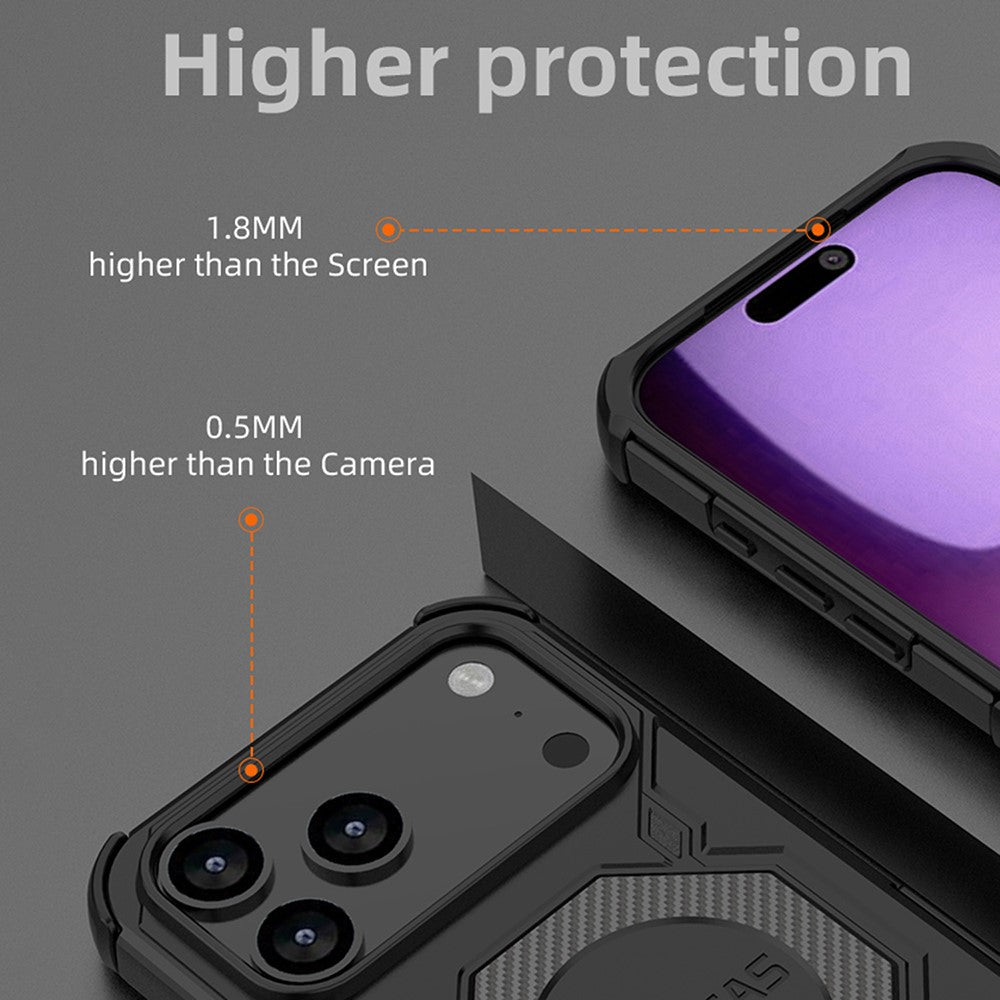 BIBERCAS J-16 Series For iPhone 17 Pro Max Case Compatible with MagSafe Anti Drop TPU + PC Phone Cover - Black