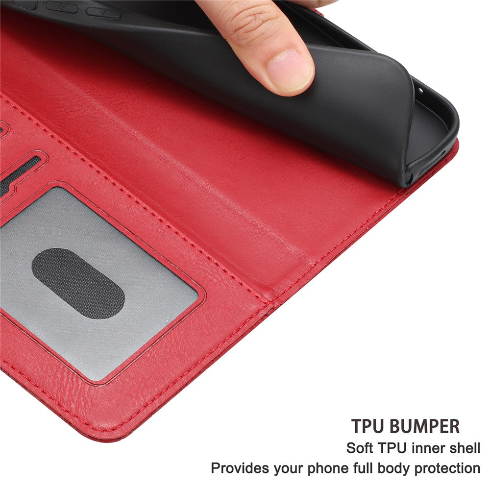 For iPhone 17 Pro Max Case Flower Imprint Leather Flip Wallet Phone Cover with Wrist Strap - Red