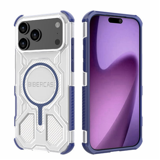 BIBERCAS J-16 Transparent Series For iPhone 17 Pro Max Case Compatible with MagSafe TPU + PC Phone Cover - Blue