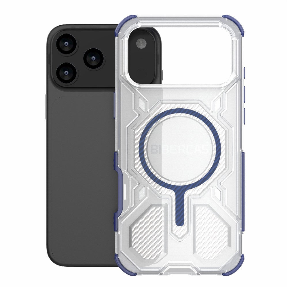 BIBERCAS J-16 Transparent Series For iPhone 17 Pro Max Case Compatible with MagSafe TPU + PC Phone Cover - Blue