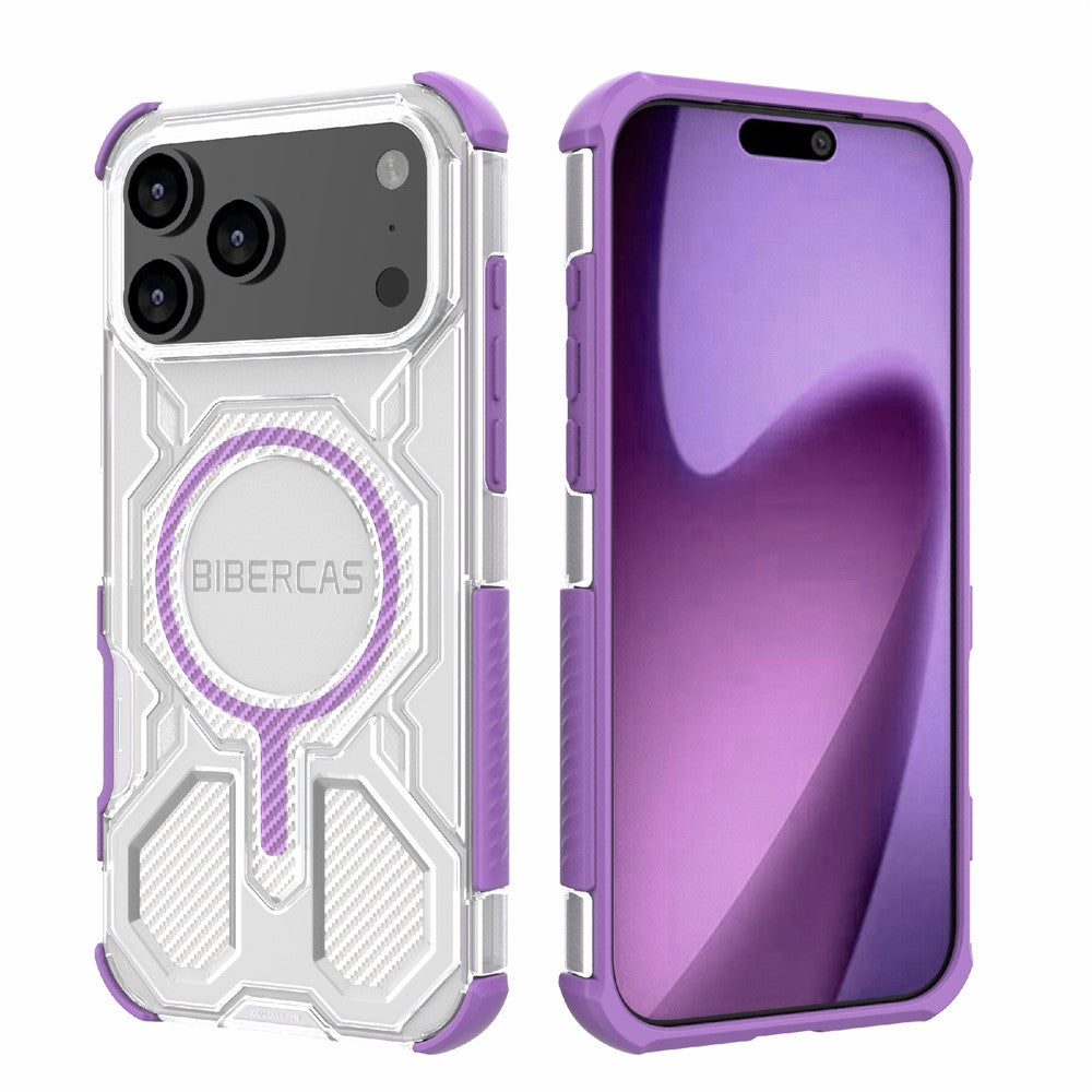 BIBERCAS J-16 Transparent Series For iPhone 17 Pro Max Case Compatible with MagSafe TPU + PC Phone Cover - Purple
