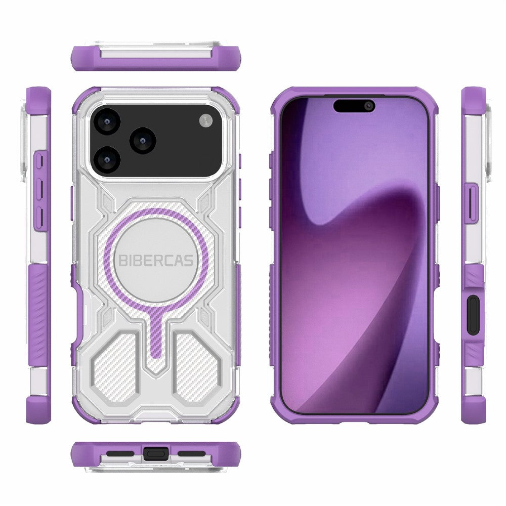 BIBERCAS J-16 Transparent Series For iPhone 17 Pro Max Case Compatible with MagSafe TPU + PC Phone Cover - Purple