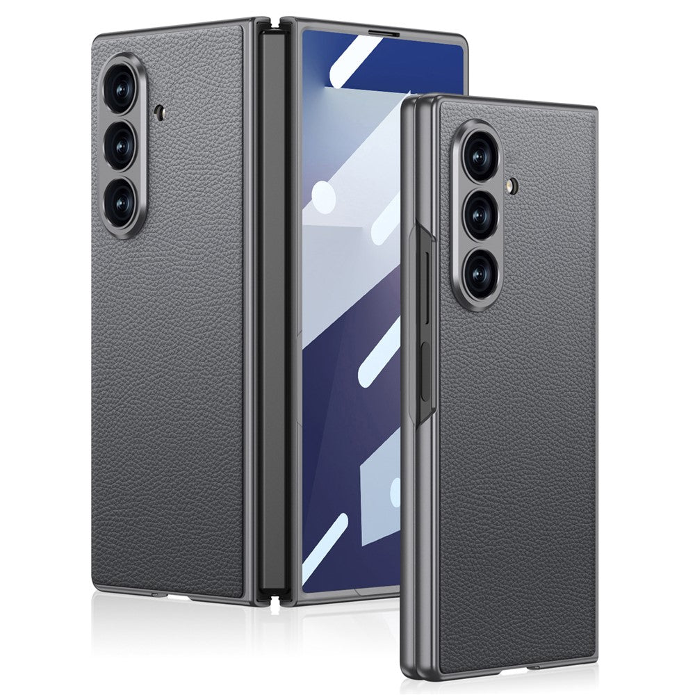 GKK For Samsung Galaxy Z Fold7 5G Case Drop Proof Skin Touch PU + PC + Tempered Glass Phone Cover - Grey