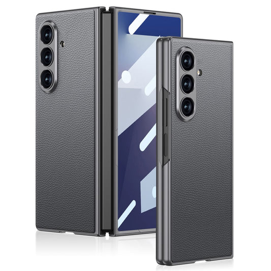 GKK For Samsung Galaxy Z Fold7 5G Case Drop Proof Skin Touch PU + PC + Tempered Glass Phone Cover - Grey