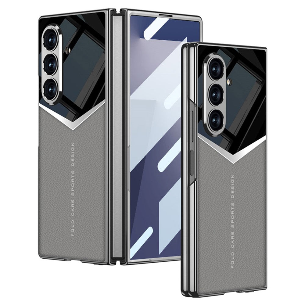 GKK For Samsung Galaxy Z Fold7 5G Cases Electroplating PU + PC + TPU Phone Cover - Grey