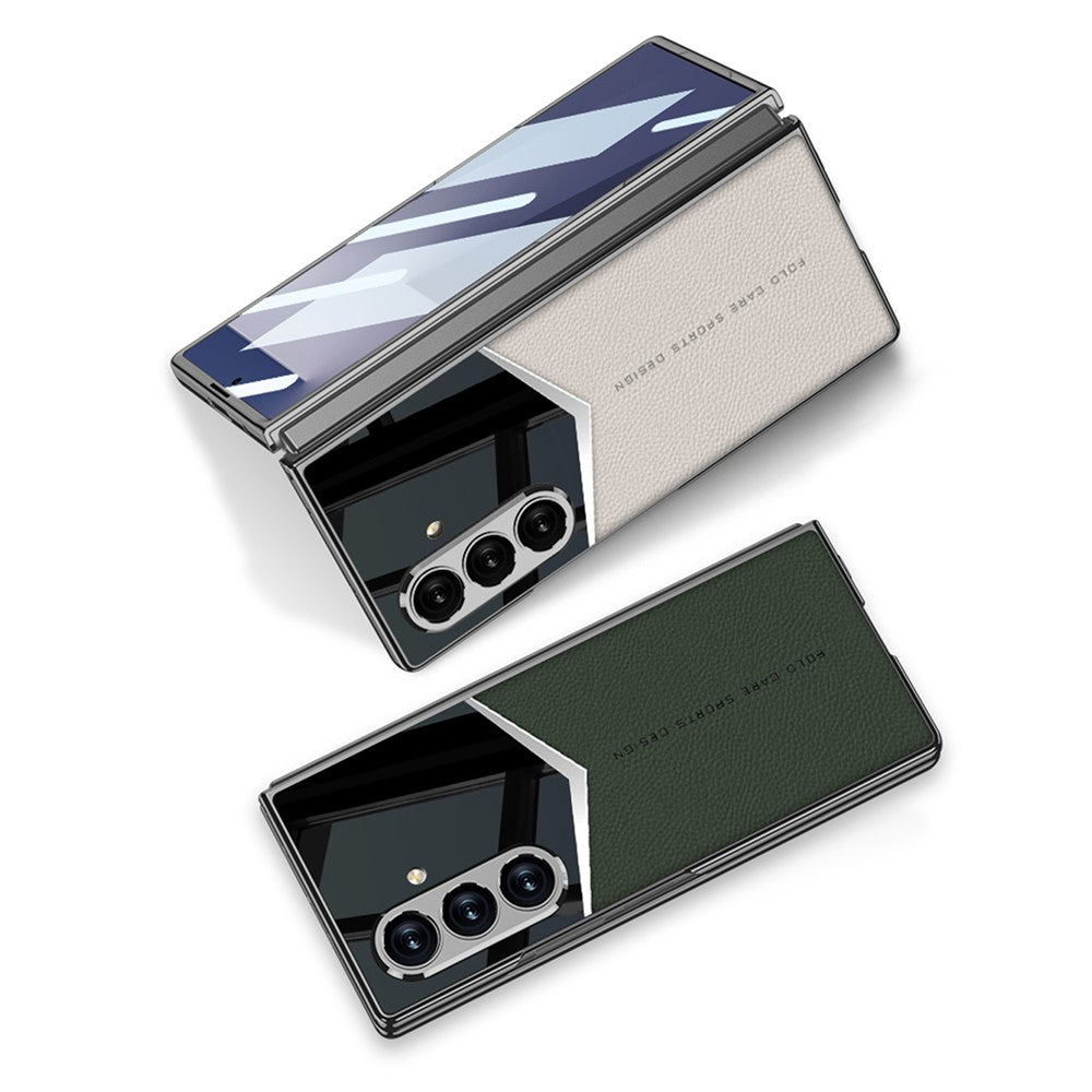 GKK For Samsung Galaxy Z Fold7 5G Cases Electroplating PU + PC + TPU Phone Cover - Midnight Green