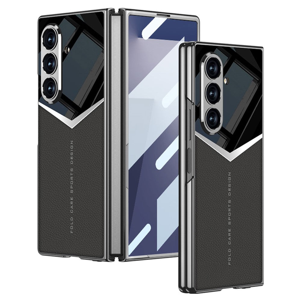 GKK For Samsung Galaxy Z Fold7 5G Cases Electroplating PU + PC + TPU Phone Cover - Black