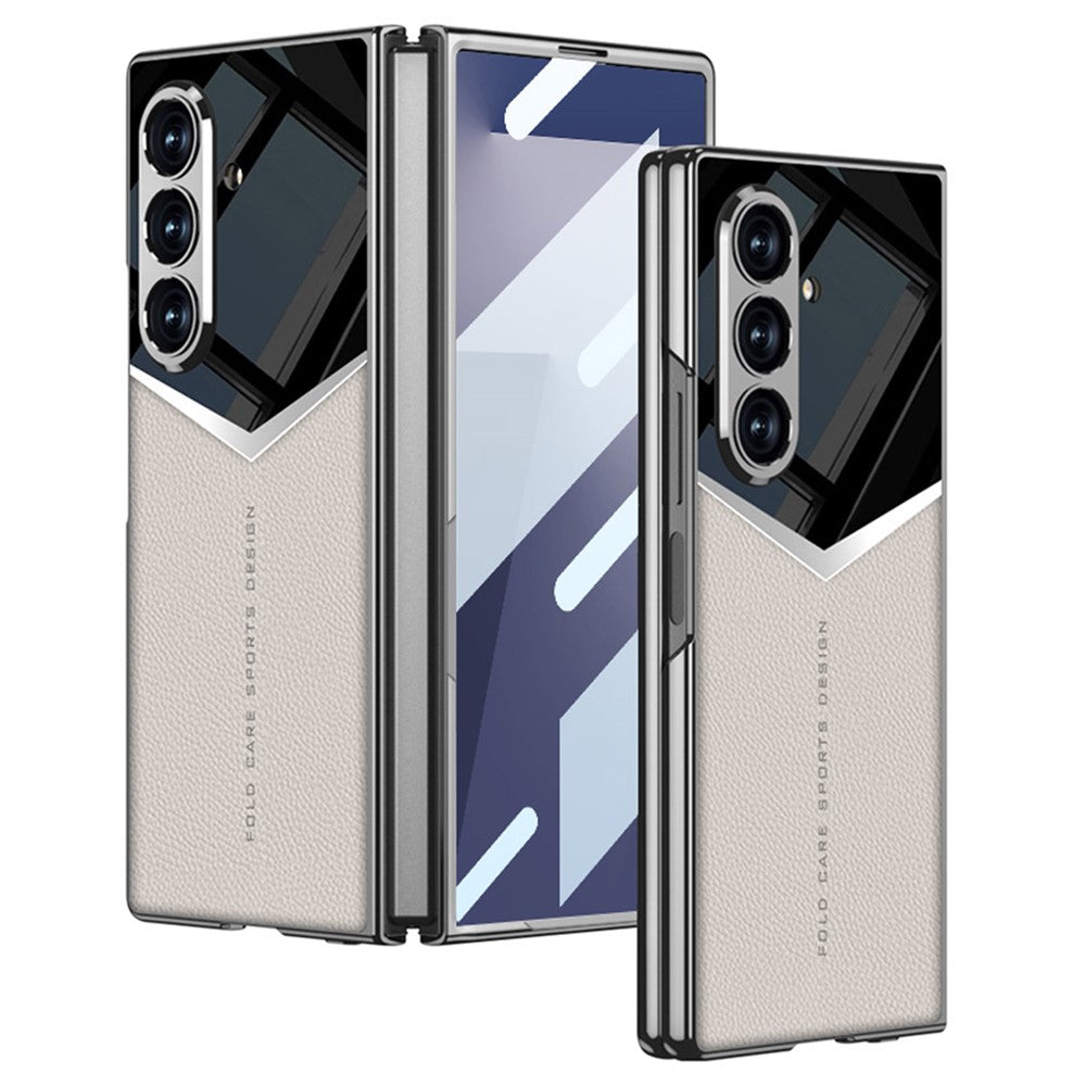 GKK For Samsung Galaxy Z Fold7 5G Cases Electroplating PU + PC + TPU Phone Cover with Front Film - Titanium Grey