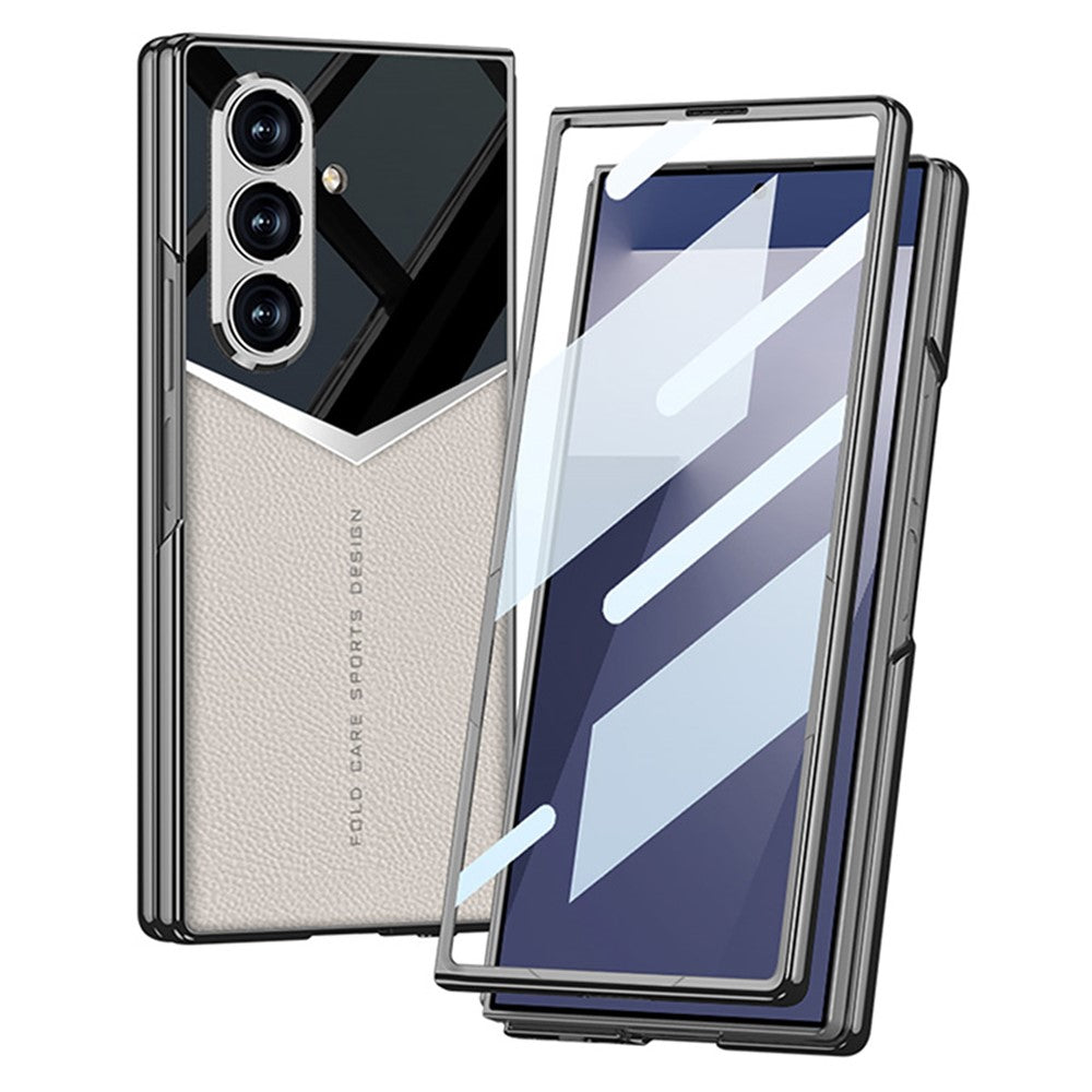 GKK For Samsung Galaxy Z Fold7 5G Cases Electroplating PU + PC + TPU Phone Cover with Front Film - Titanium Grey
