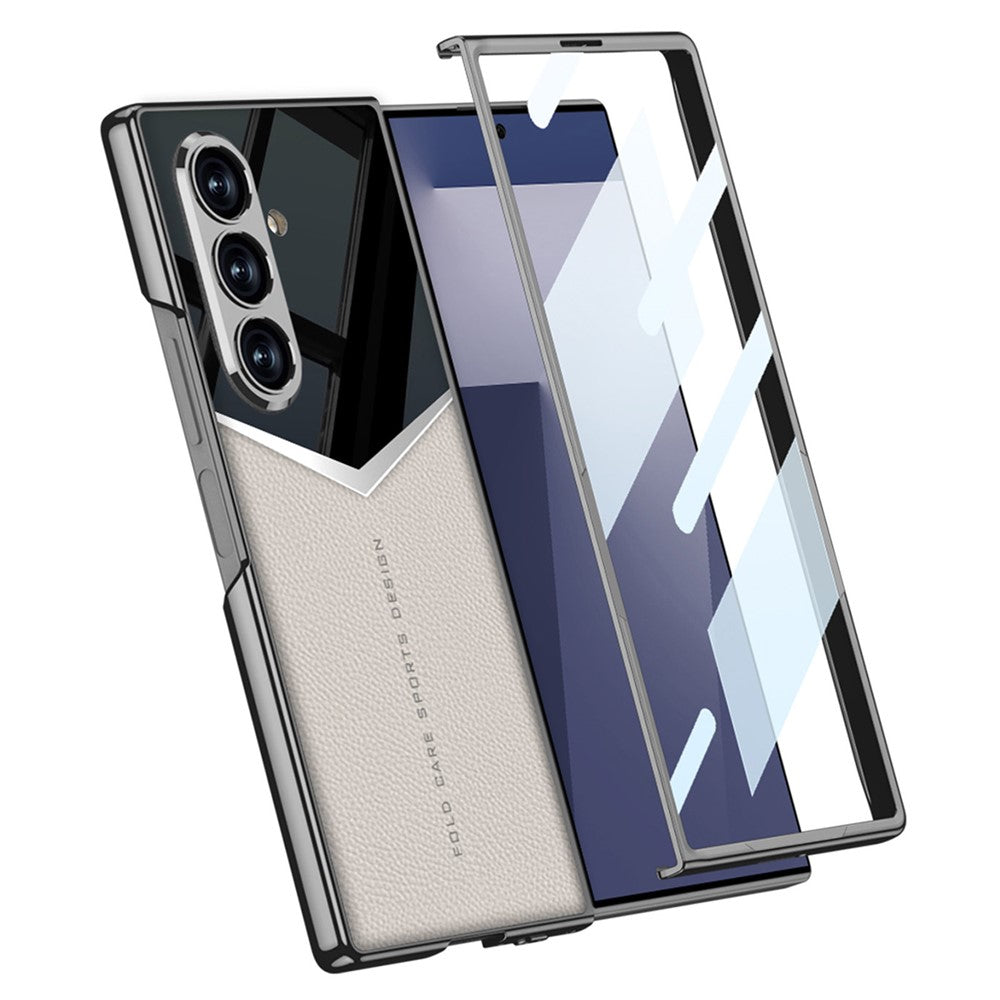 GKK For Samsung Galaxy Z Fold7 5G Cases Electroplating PU + PC + TPU Phone Cover with Front Film - Midnight Green