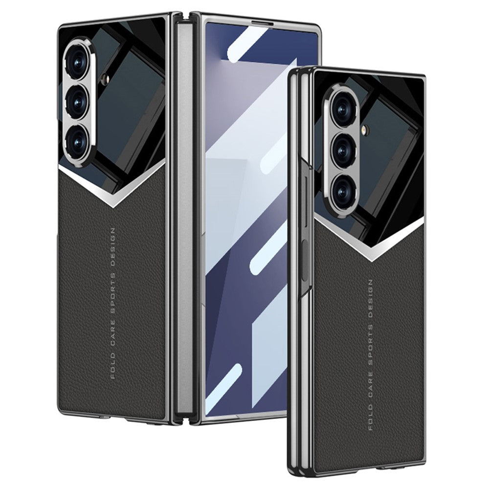 GKK For Samsung Galaxy Z Fold7 5G Cases Electroplating PU + PC + TPU Phone Cover with Front Film - Black