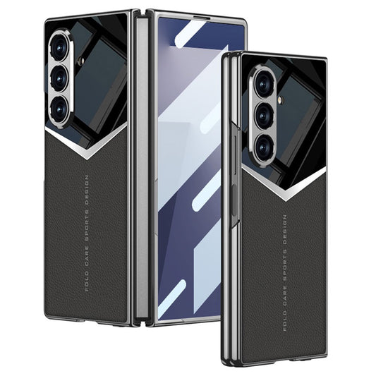 GKK For Samsung Galaxy Z Fold7 5G Cases Electroplating PU + PC + TPU Phone Cover with Front Film - Black