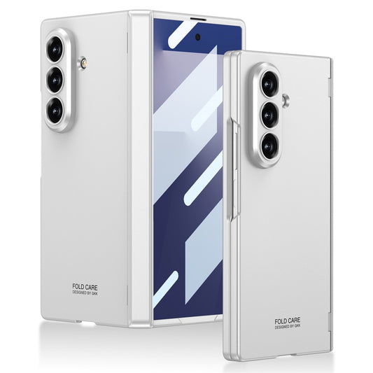 GKK For Samsung Galaxy Z Fold7 5G Case Magnetic Hinge Protection PC Tempered Glass Slim Phone Cover - Silver