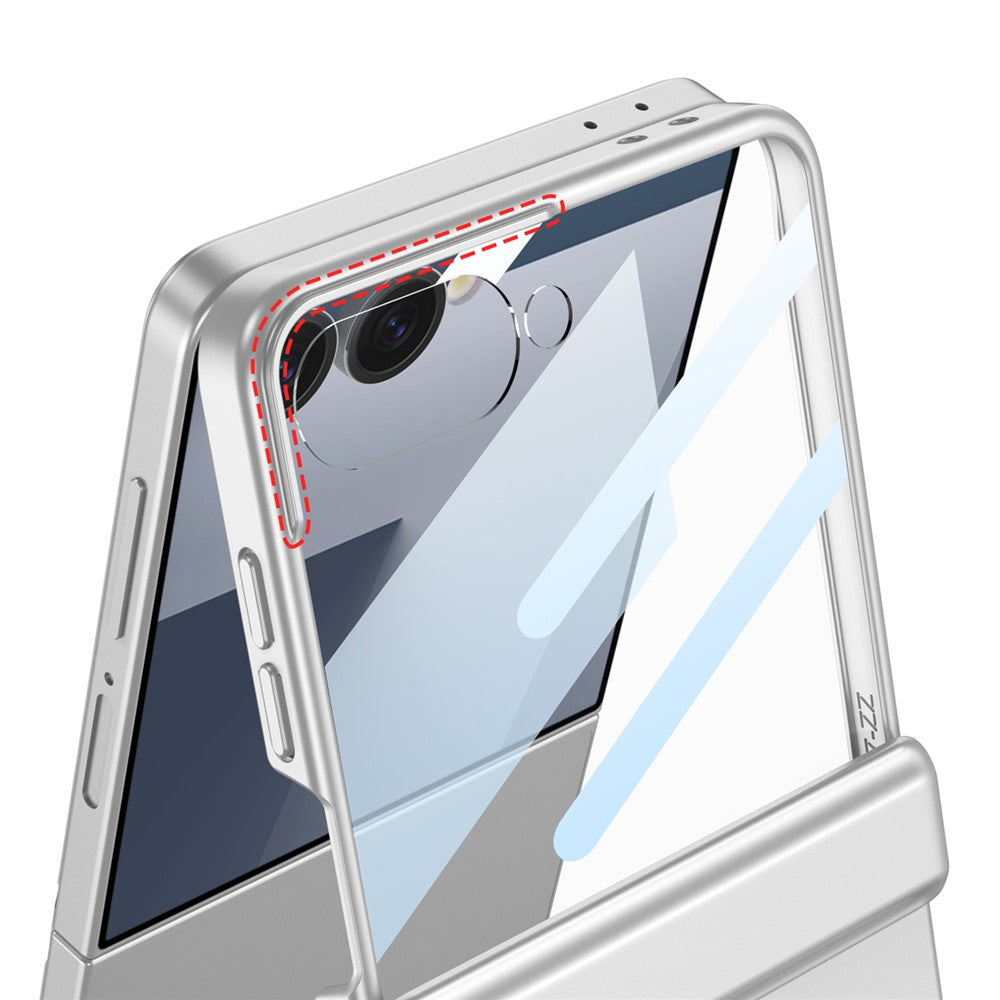 GKK For Samsung Galaxy Z Flip7 5G Case Kickstand Magnetic Hinge Protection PC Phone Cover with HD Rear Screen Protector - Titanium Grey