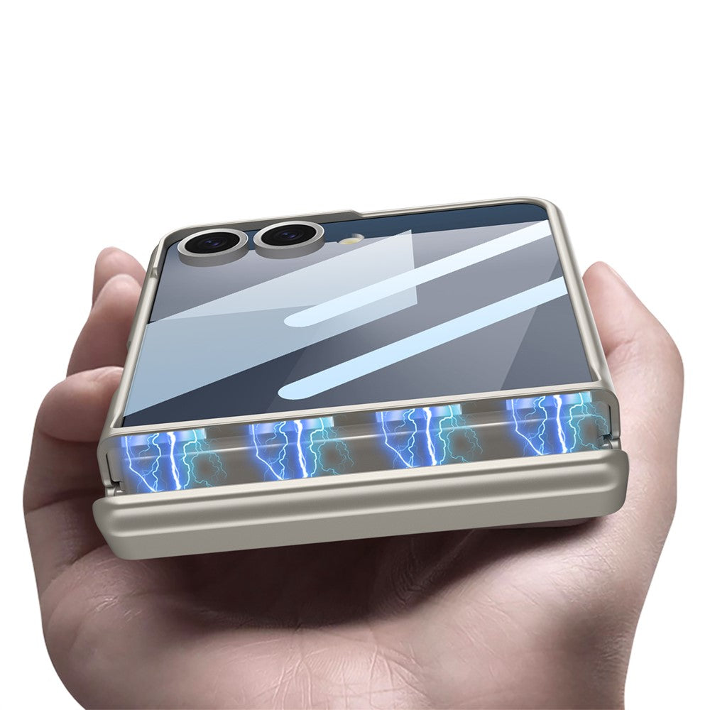 GKK For Samsung Galaxy Z Flip7 5G Case Kickstand Magnetic Hinge Protection PC Phone Cover with HD Rear Screen Protector - Purple