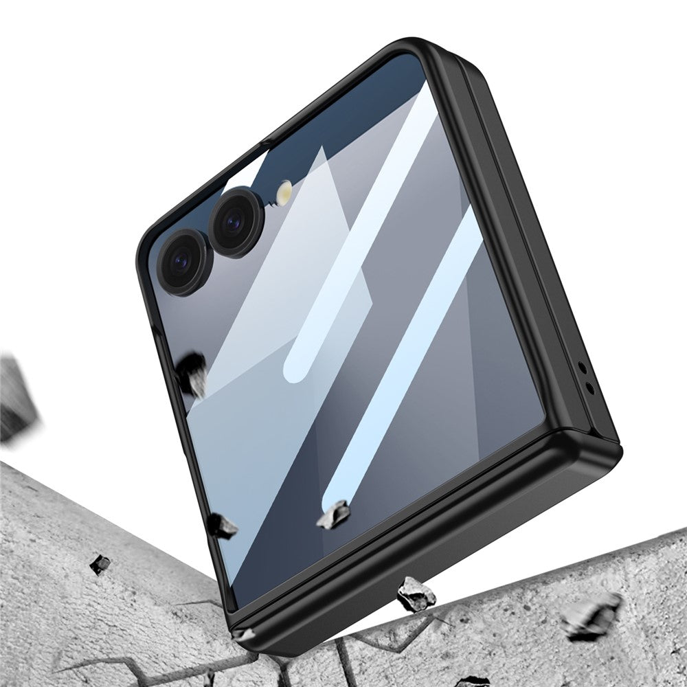 GKK For Samsung Galaxy Z Flip7 5G Magnetic Case Hinge Protection PC Phone Cover with HD Rear Screen Protector - Silver