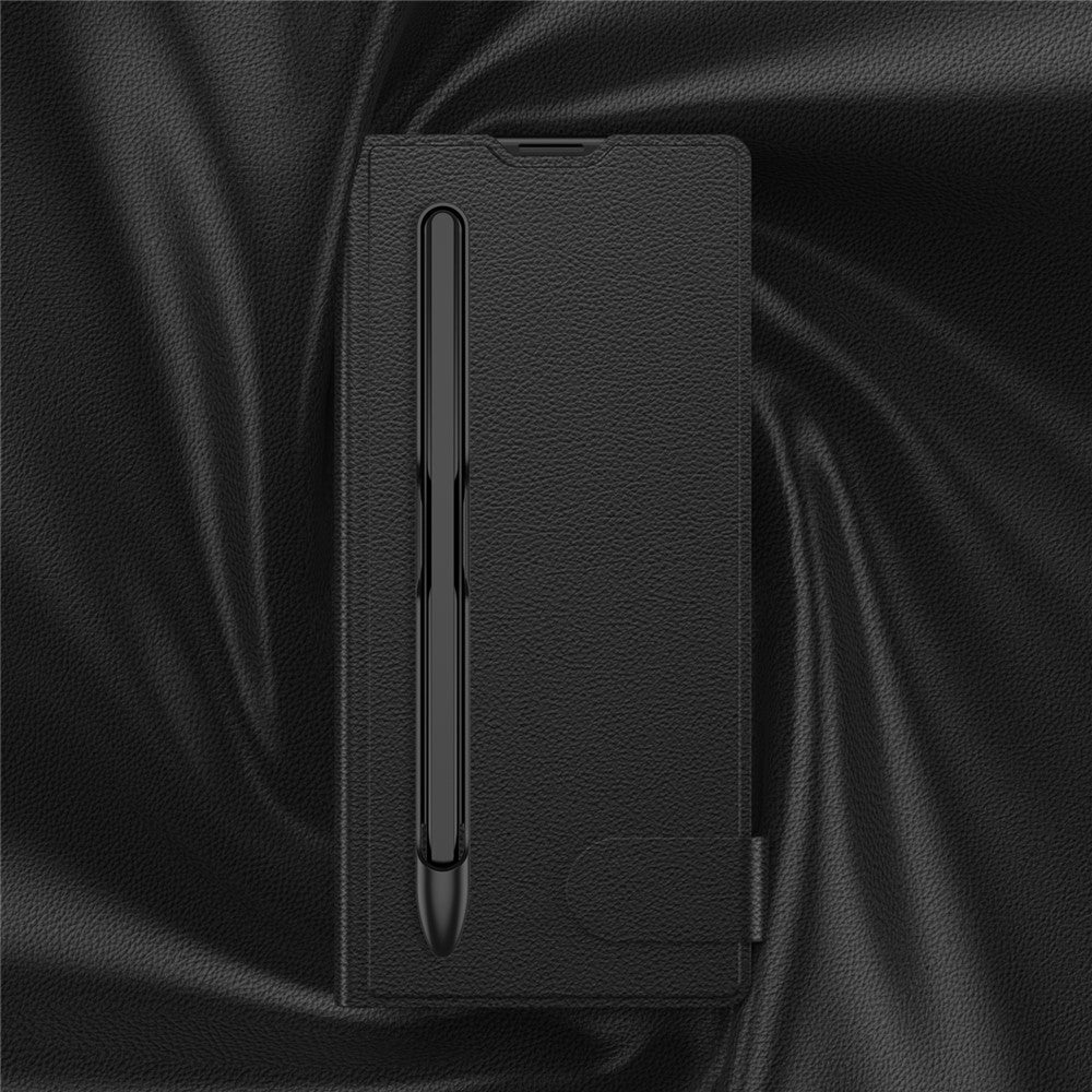 GKK For Samsung Galaxy Z Fold7 5G Case Card Slot PC + PU Flip Phone Cover with Screen Film, Stylus - Titanium Grey