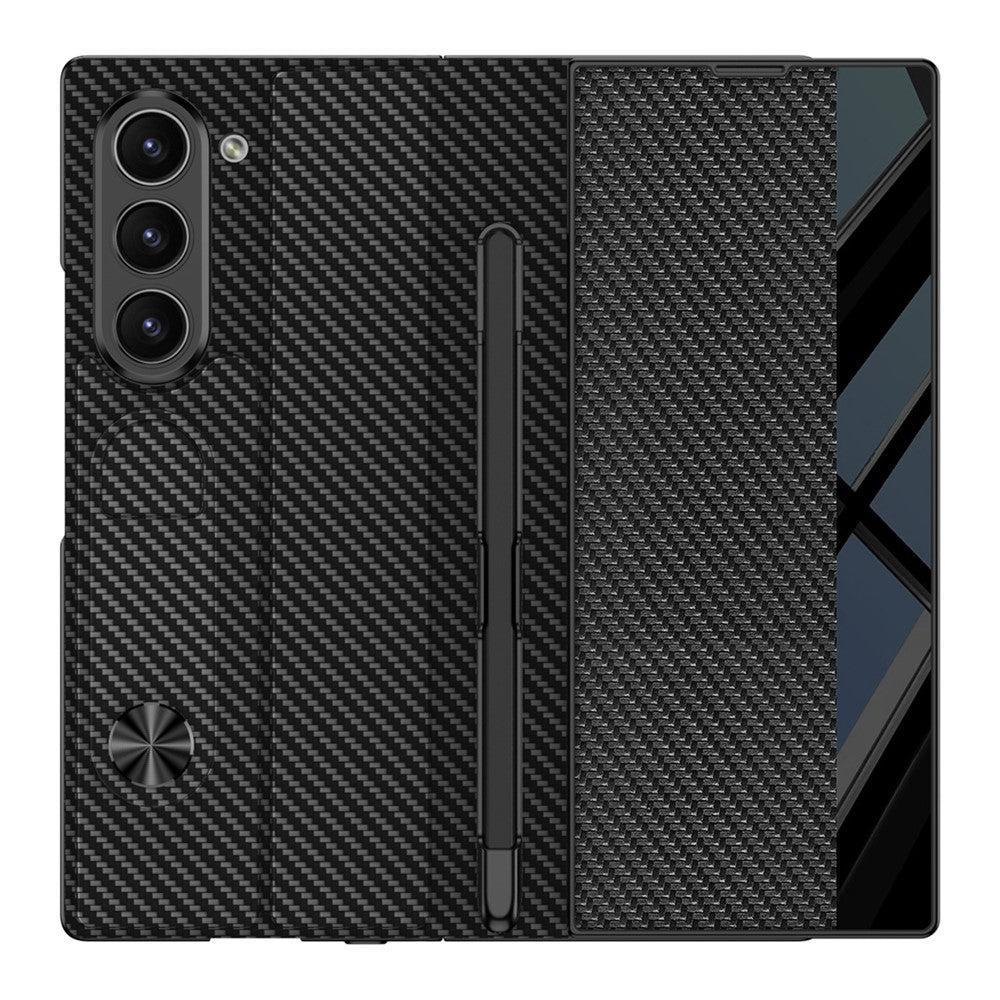 GKK For Samsung Galaxy Z Fold7 5G Stand Case Pen Slot PC + PU Leather Flip Phone Cover with Screen Film - Grey