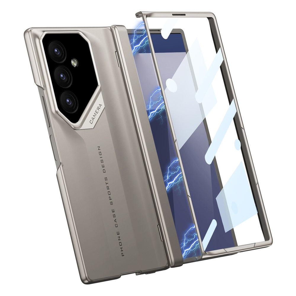 GKK For Samsung Galaxy Z Fold7 5G Case Hinge Protection Shockproof PC Phone Cover with Screen Film - Titanium Grey