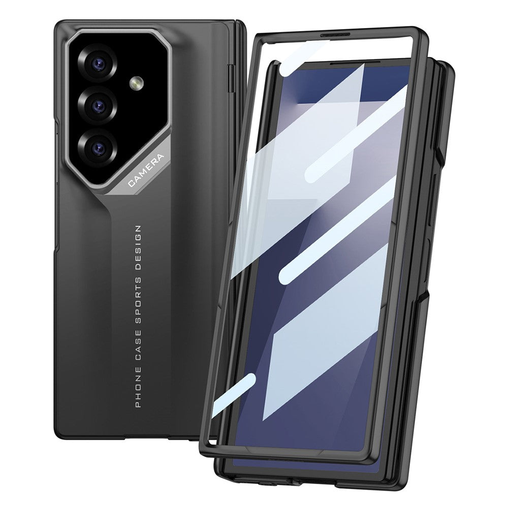 GKK For Samsung Galaxy Z Fold7 5G Case Hinge Protection Shockproof PC Phone Cover with Screen Film - Titanium Grey