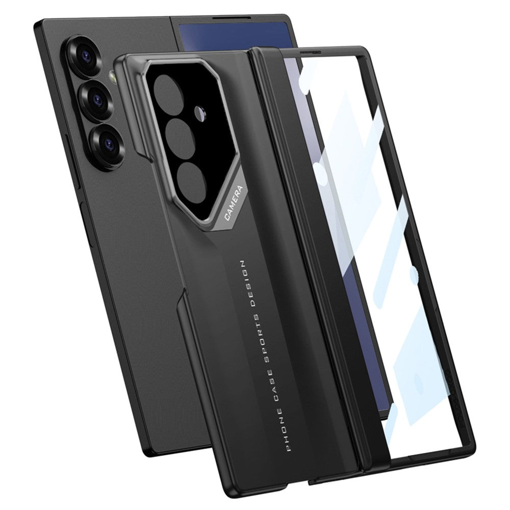 GKK For Samsung Galaxy Z Fold7 5G Case Hinge Protection Shockproof PC Phone Cover with Screen Film - Titanium Grey