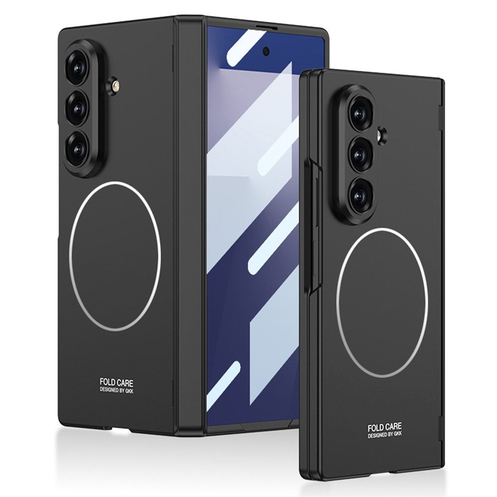 GKK For Samsung Galaxy Z Fold7 5G Case Hinge Protection PC Phone Cover with Screen Film, Wireless Charging Compatible - Black