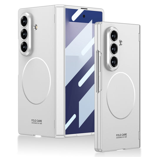 GKK For Samsung Galaxy Z Fold7 5G Case Hinge Protection PC Phone Cover with Screen Film, Wireless Charging Compatible - Silver