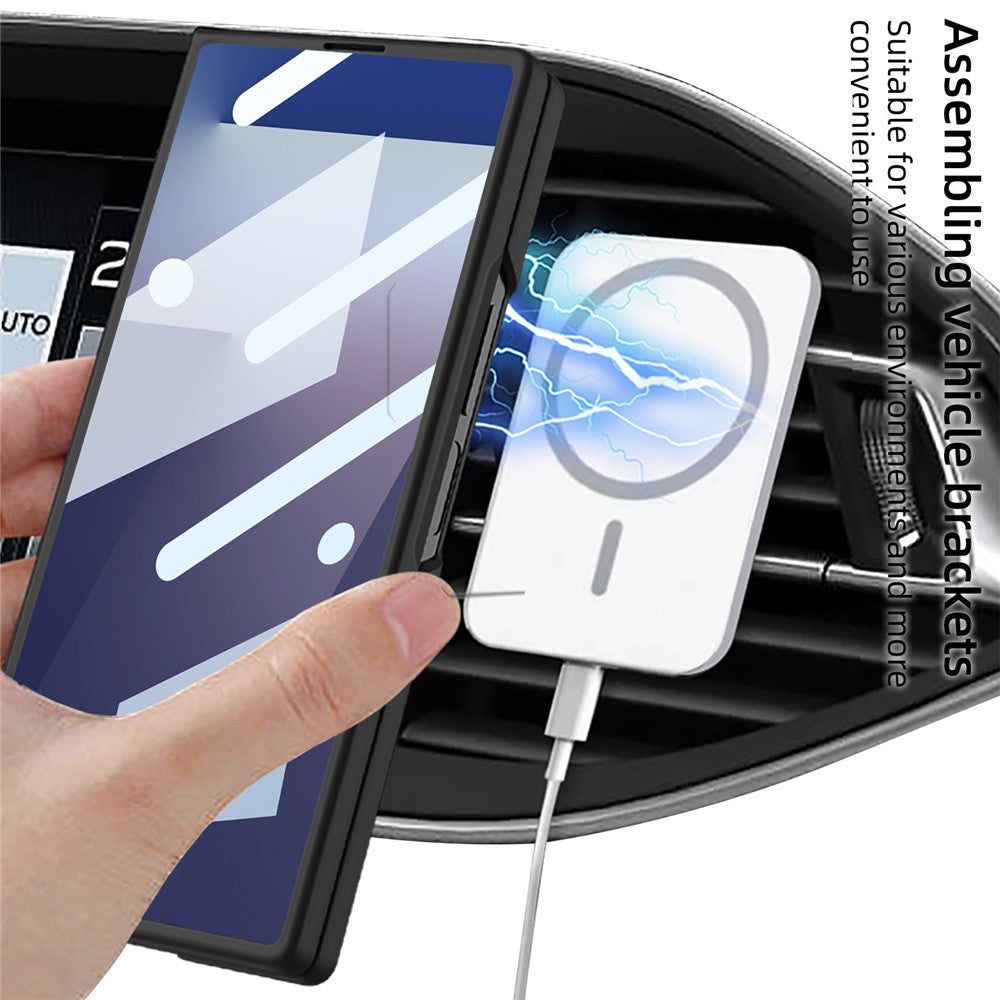 GKK For Samsung Galaxy Z Fold7 5G Case Hinge Protection PC Phone Cover with Screen Film, Wireless Charging Compatible - Silver