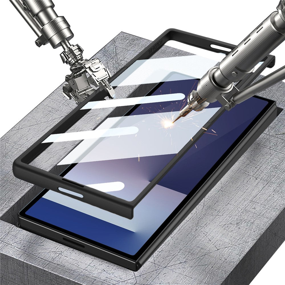 GKK For Samsung Galaxy Z Fold7 5G Case Hinge Protection PC Phone Cover with Screen Film, Wireless Charging Compatible - Titanium Grey