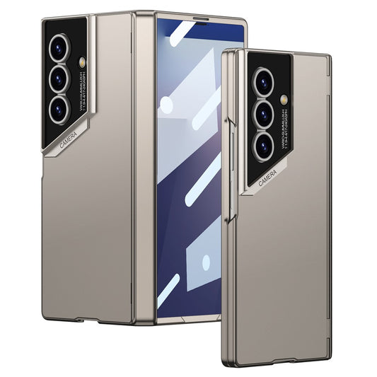 GKK For Samsung Galaxy Z Fold7 5G Case Hinge Protection PC + Tempered Glass Shockproof Phone Cover - Titanium Grey