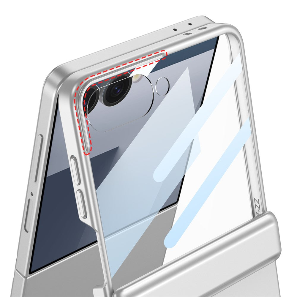 GKK For Samsung Galaxy Z Flip7 5G Magnetic Case Hinge Protection PC + Tempered Glass Slim Phone Cover - Black