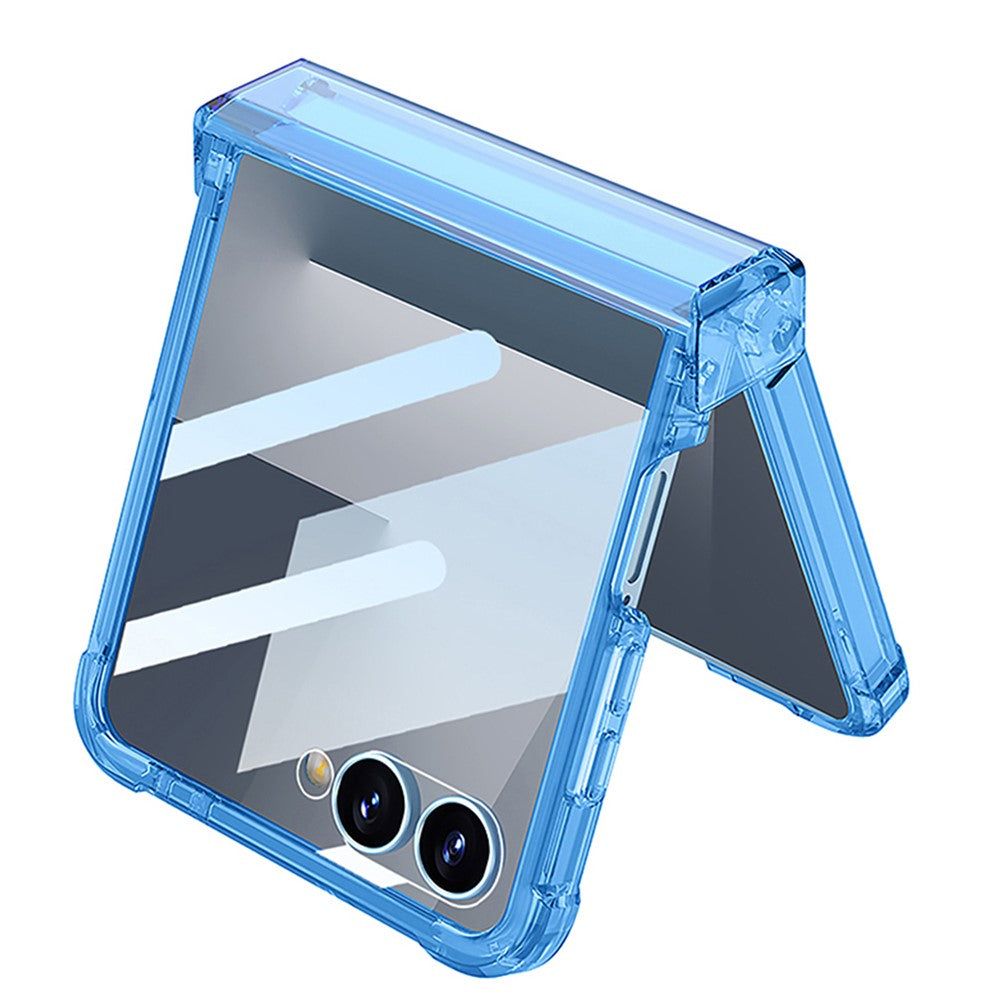 GKK For Samsung Galaxy Z Flip7 5G Case with Back Film Airbag Hinge Protection Shockproof TPU Phone Cover - Transparent Blue