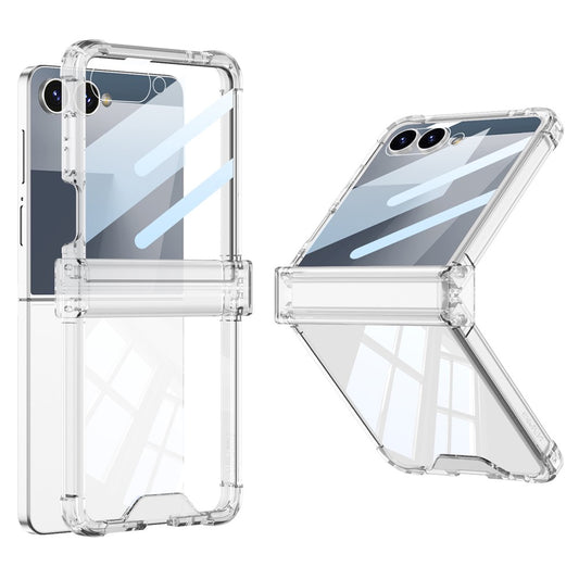 GKK For Samsung Galaxy Z Flip7 5G Case with Back Film Airbag Hinge Protection Shockproof TPU Phone Cover - Transparent