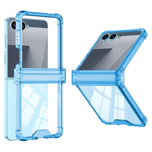 GKK For Samsung Galaxy Z Flip7 5G Case Airbag Hinge Protection Shockproof TPU Phone Cover - Transparent Blue