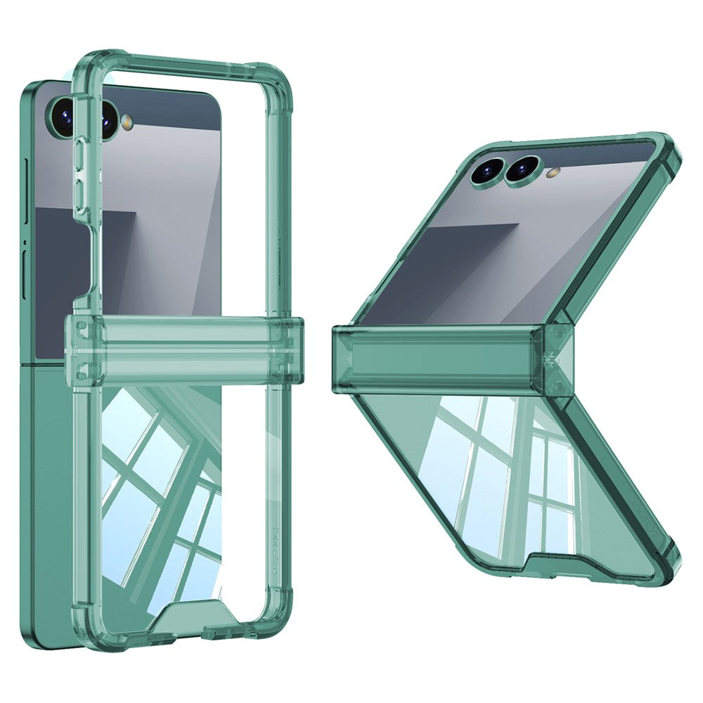 GKK For Samsung Galaxy Z Flip7 5G Case Airbag Hinge Protection Shockproof TPU Phone Cover - Transparent Green