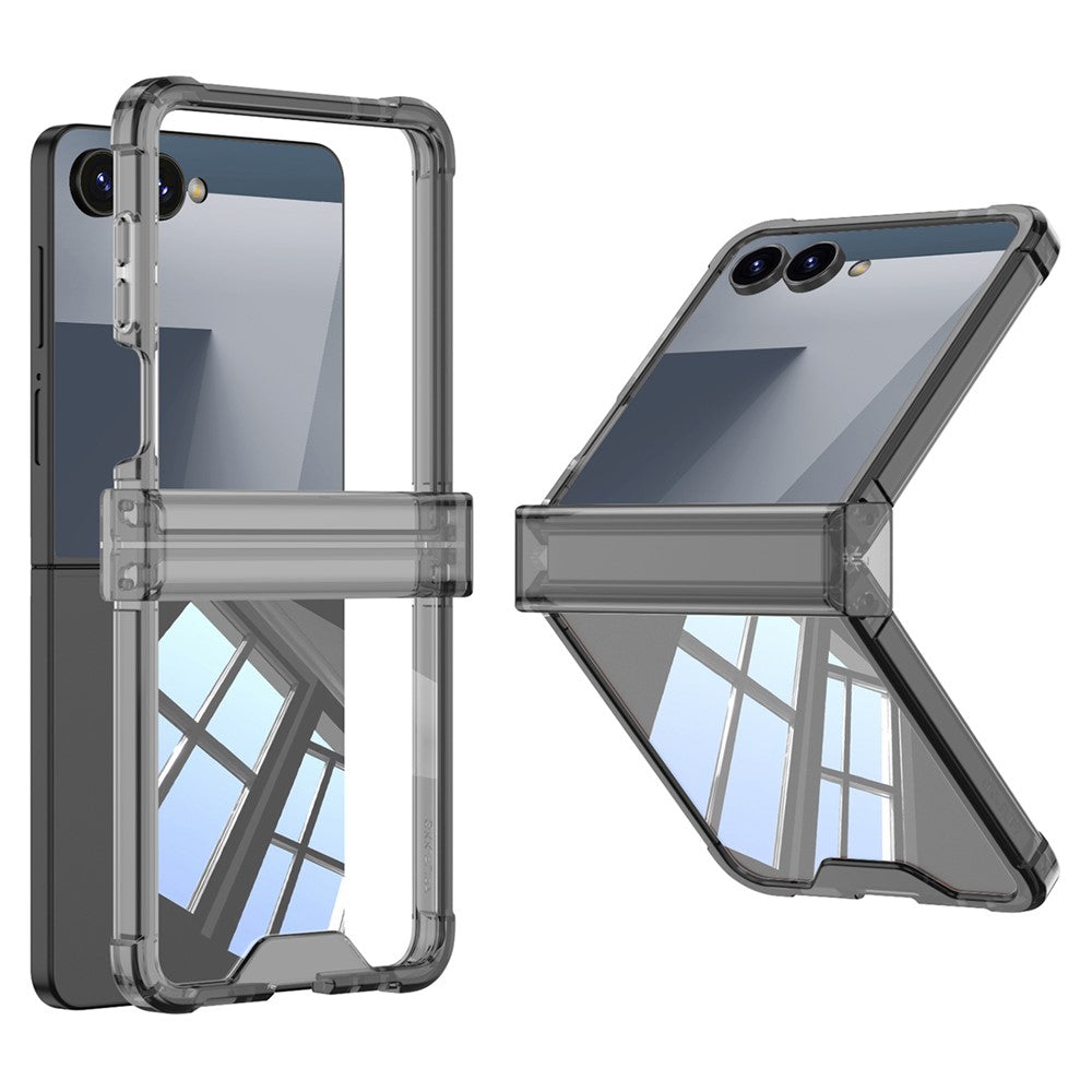 GKK For Samsung Galaxy Z Flip7 5G Case Airbag Hinge Protection Shockproof TPU Phone Cover - Transparent Black