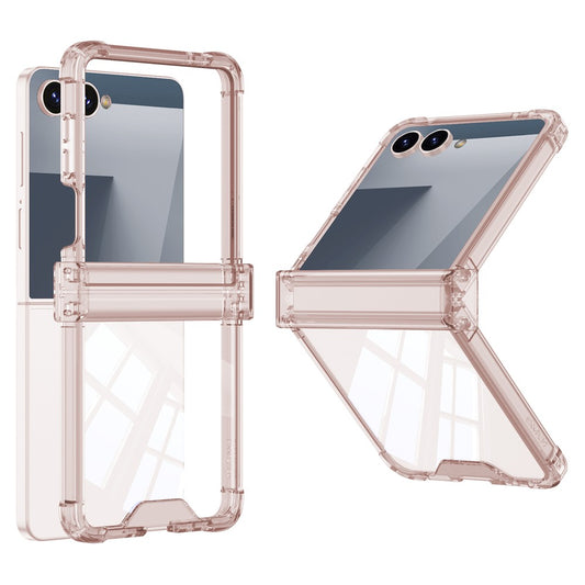 GKK For Samsung Galaxy Z Flip7 5G Case Airbag Hinge Protection Shockproof TPU Phone Cover - Transparent Pink