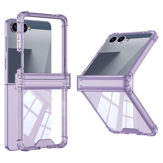 GKK For Samsung Galaxy Z Flip7 5G Case Airbag Hinge Protection Shockproof TPU Phone Cover - Transparent Purple