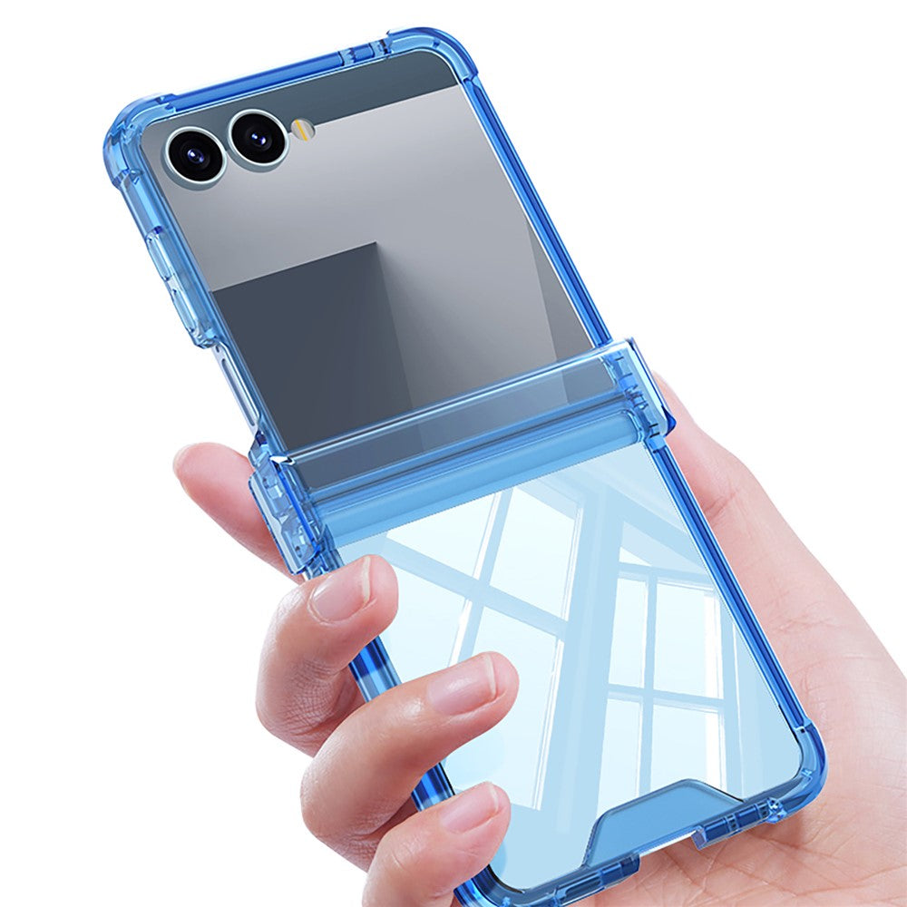 GKK For Samsung Galaxy Z Flip7 5G Case Airbag Hinge Protection Shockproof TPU Phone Cover - Transparent Purple