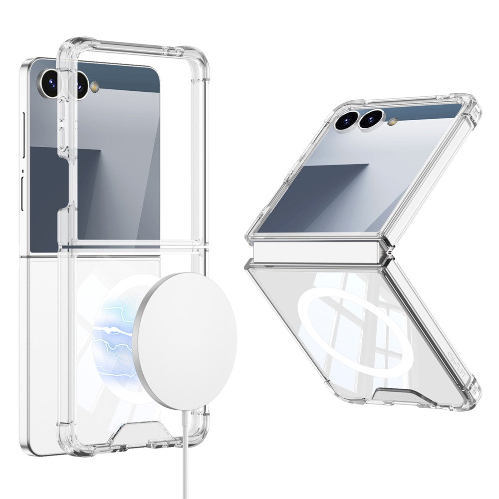 GKK For Samsung Galaxy Z Flip7 5G Case Airbag Cushion TPU + Acrylic Phone Cover Wireless Charging Compatible - Transparent