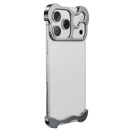 For iPhone 17 Pro Max Bumper Case Metal Frameless Shockproof Cover with Camera Lens Protector - Grey