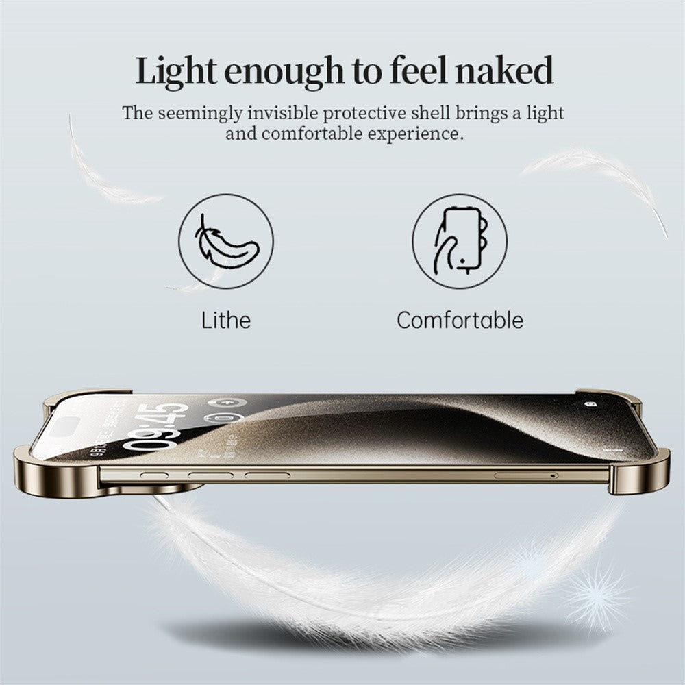 For iPhone 17 Pro Max Bumper Case Metal Frameless Shockproof Cover with Camera Lens Protector - Gold