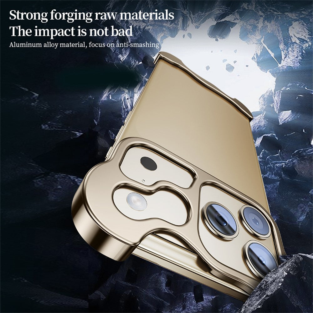 For iPhone 17 Pro Max Bumper Case Metal Frameless Shockproof Cover with Camera Lens Protector - Gold