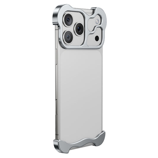 For iPhone 17 Pro Max Bumper Case Metal Frameless Shockproof Cover with Camera Lens Protector - Silver