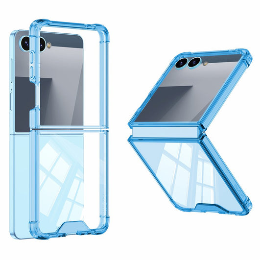 GKK For Samsung Galaxy Z Flip7 5G Case Airbag Anti Drop TPU + Tempered Glass Phone Cover - Transparent Blue