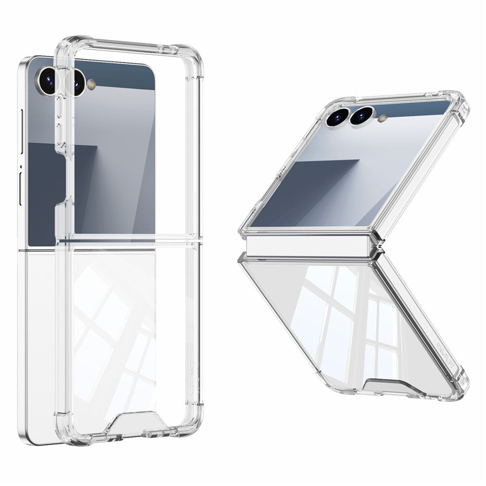 GKK For Samsung Galaxy Z Flip7 5G Case Airbag Anti Drop TPU + Tempered Glass Phone Cover - Transparent